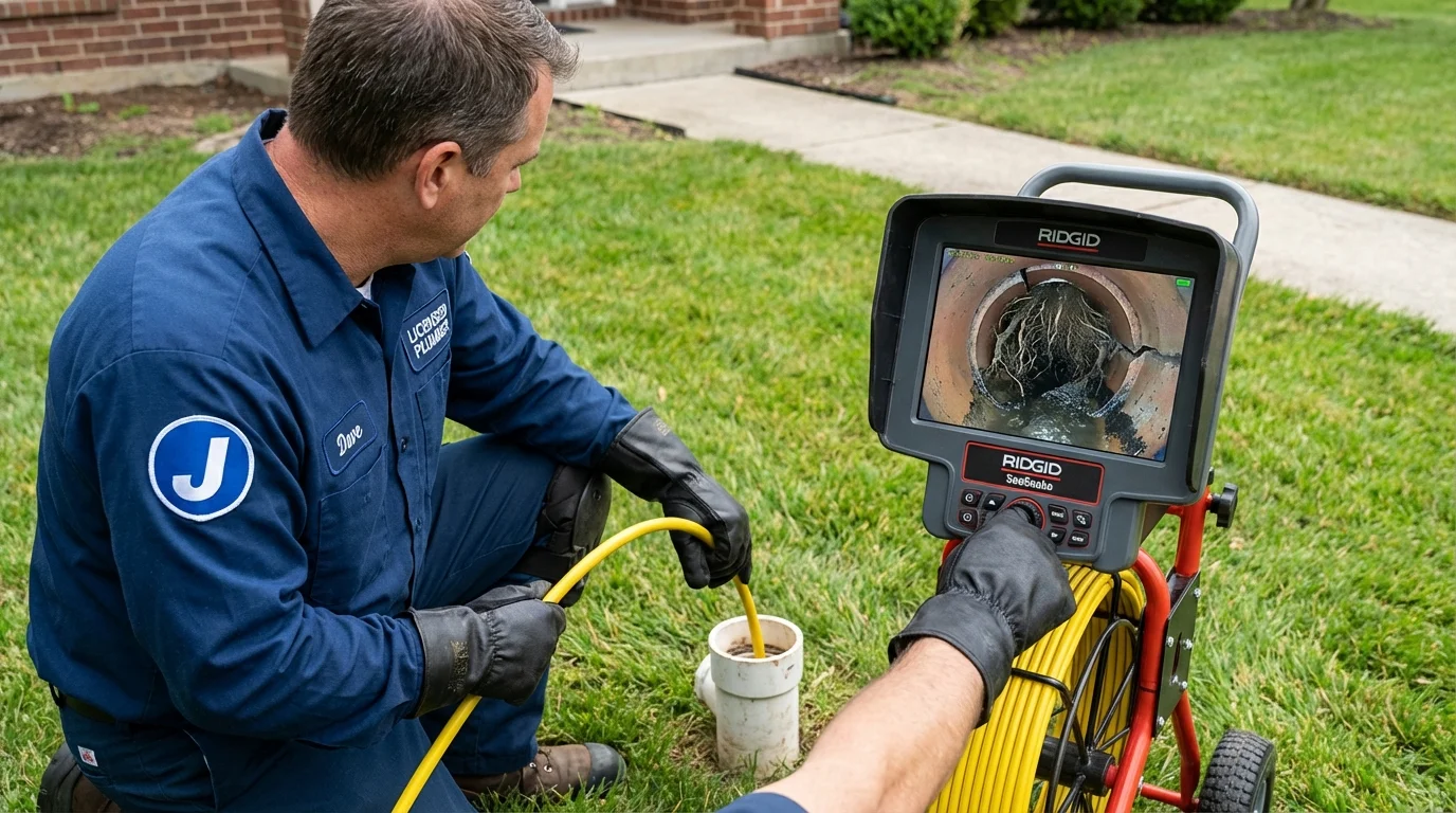Sewer camera inspection being performed by Johns Plumbing LLC in Vance